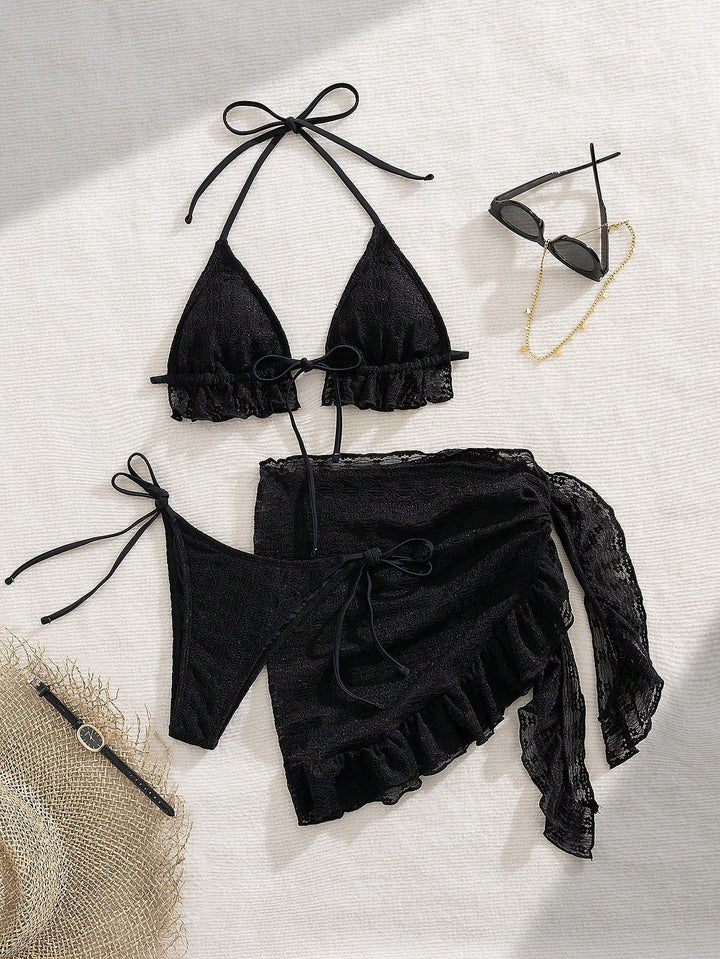 Damen Bikini-Set mit raffinierten Rüschendetails und elegantem Wickelrock Echo Archiv