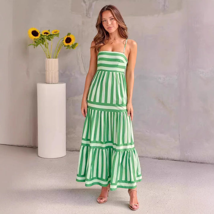 Damen Maxikleid mit Streifenmuster und fließendem Rock Echo Archiv