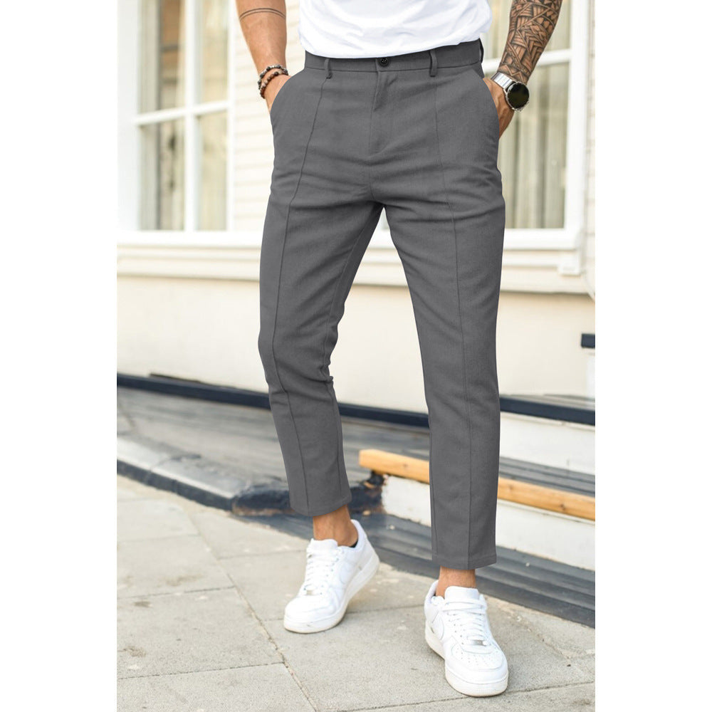 Herren Slim-Fit Anzughose mit elastischem Bund und eleganten Falten Echoarchiv