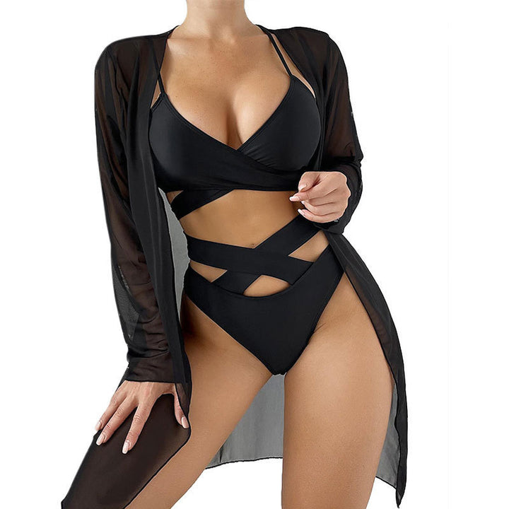 Damen Einteiler Badeanzug mit transparentem Cover-Up und modernem Schnitt Echo Archiv