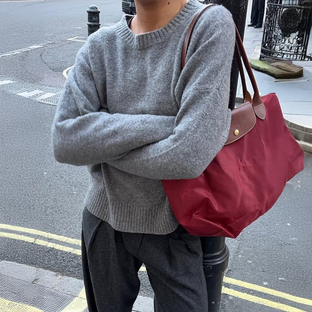 Damen großer Nylon-Shopper mit Ledergriffen und faltbarer Leichtbauweise – Avelisse