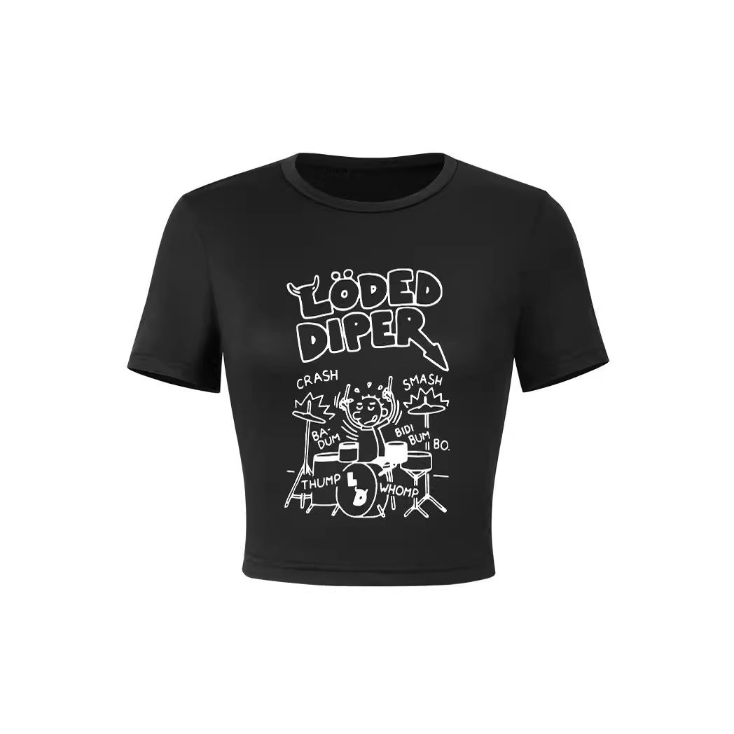 Damen Crop-Shirt mit verspieltem Geistermotiv Echo Archiv