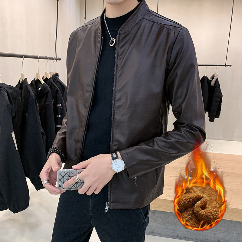 Herren Kunstlederjacke mit minimalistischem Design und praktischen Taschen Echoarchiv