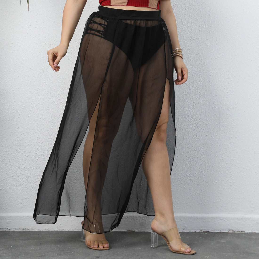 Damen transparenter Maxirock – Valéora