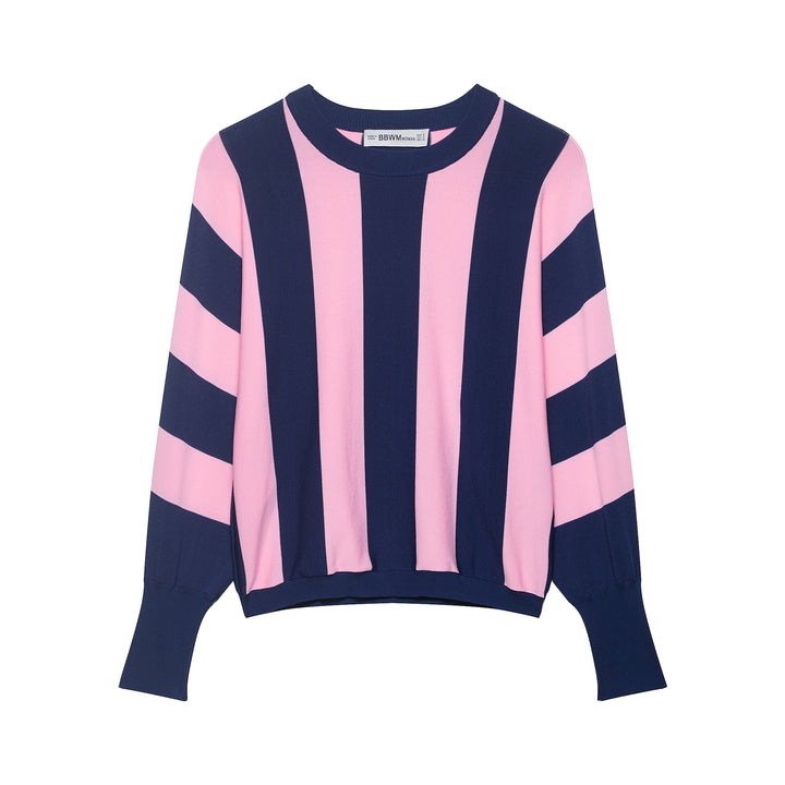 Damen Oversize-Strickpullover mit breiten Blockstreifen und überschnittener Schulter Echoarchiv