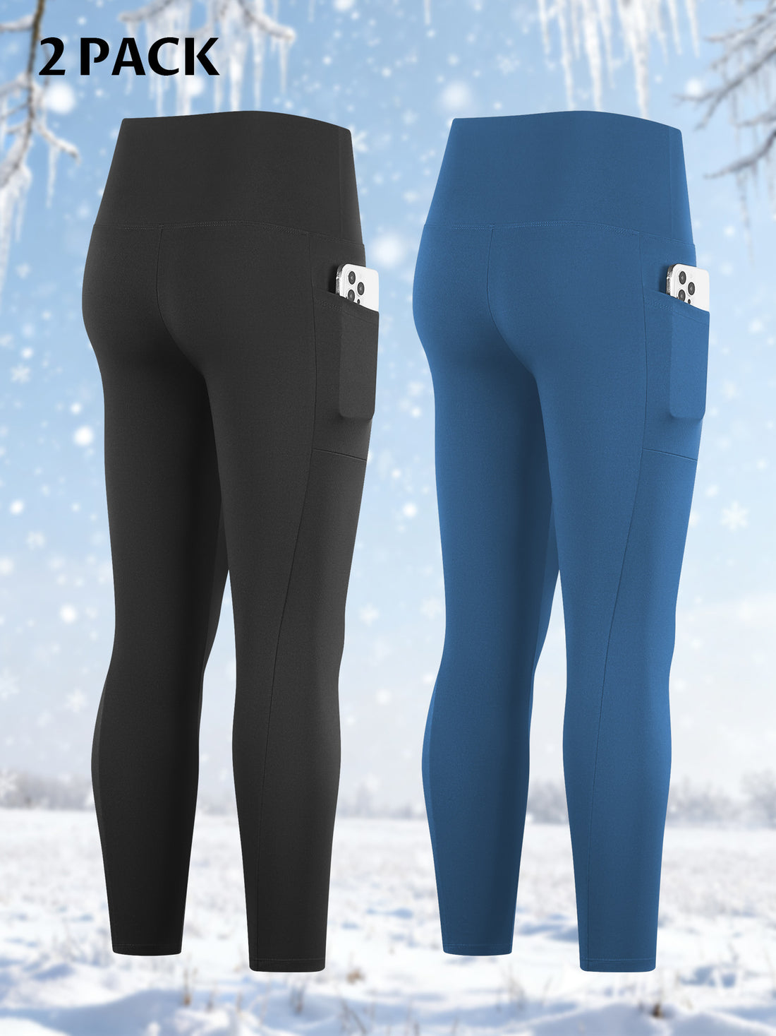 Damen Knöchelhohe Sportleggings mit hohem Bund und seitlicher Smartphone-Tasche – Avélisse