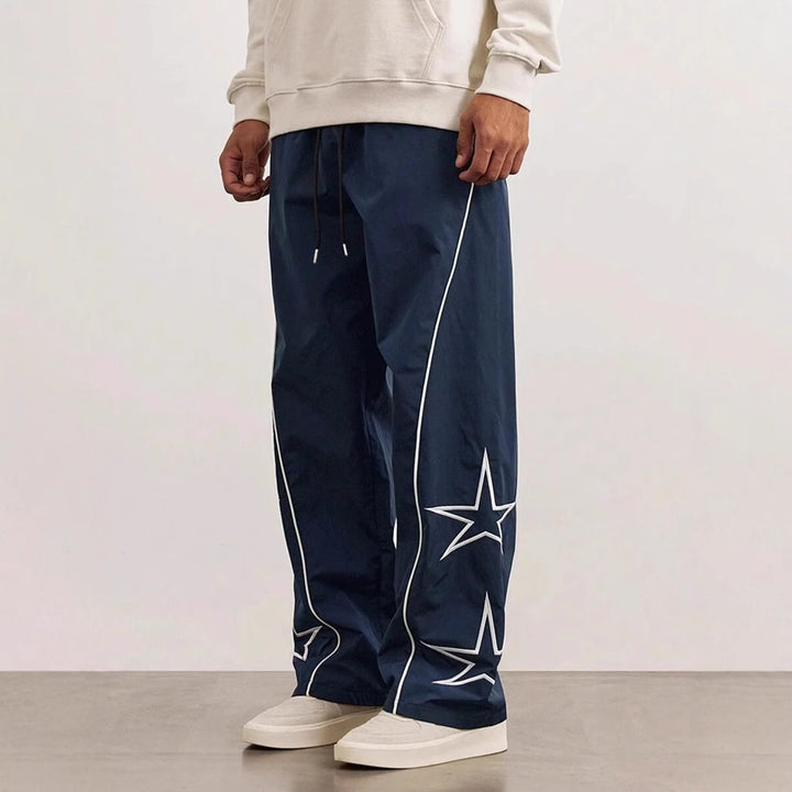 Herren Lockere Cargo-Hose mit stylischen Sternapplikationen Echoarchiv