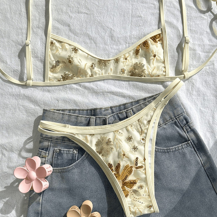 Damen Glitzernder Bikini mit floralem Design Echo Archiv
