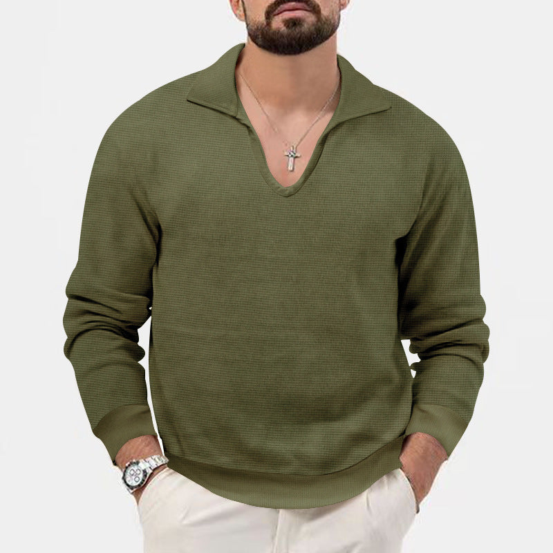 Herren eleganter Pullover mit V-Ausschnitt und strukturiertem Design Echoarchiv