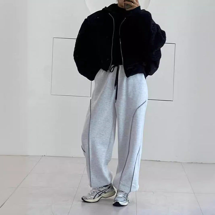 Damen Weite Sweatpants mit kontrastierenden Nahtdetails und Kordelzug – Avérine