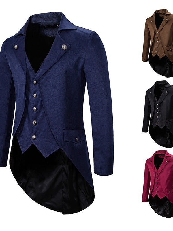 Herren eleganter Anzugmantel mit asymmetrischem Schnitt und feinen Details Echoarchiv