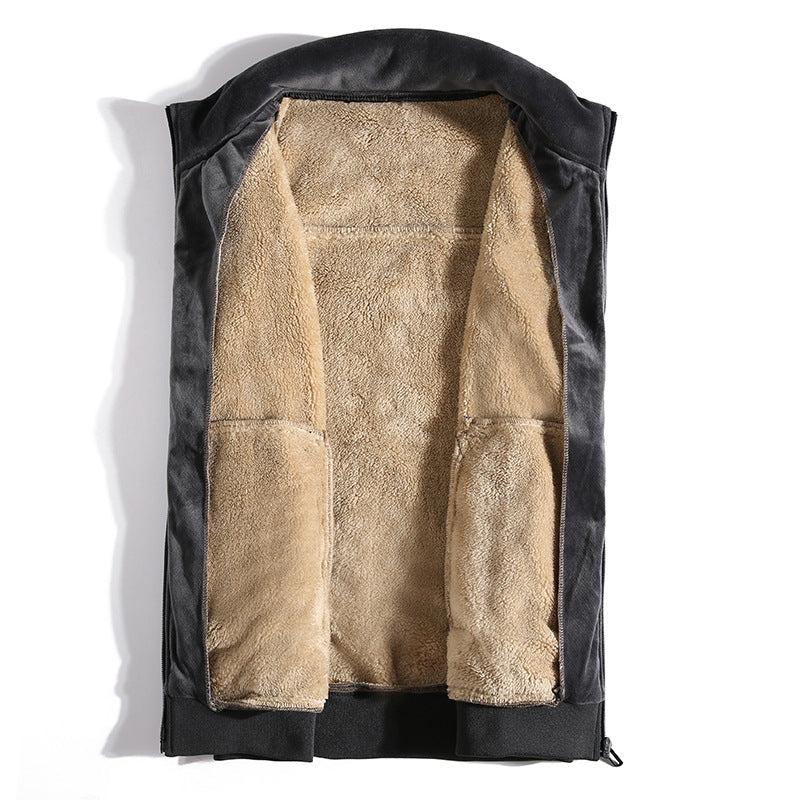 Herren Samtige Thermo-Fleeceweste mit Teddyfutter und Stehkragen – Marzano