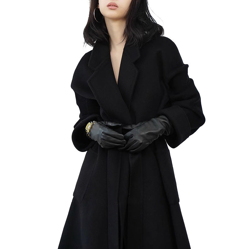 Damen Eleganter Wickelmantel mit Taillengürtel Echoarchiv