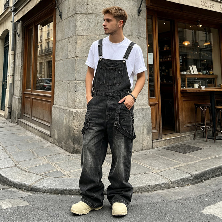 Herren Lässige Denim-Latzhose Echoarchiv