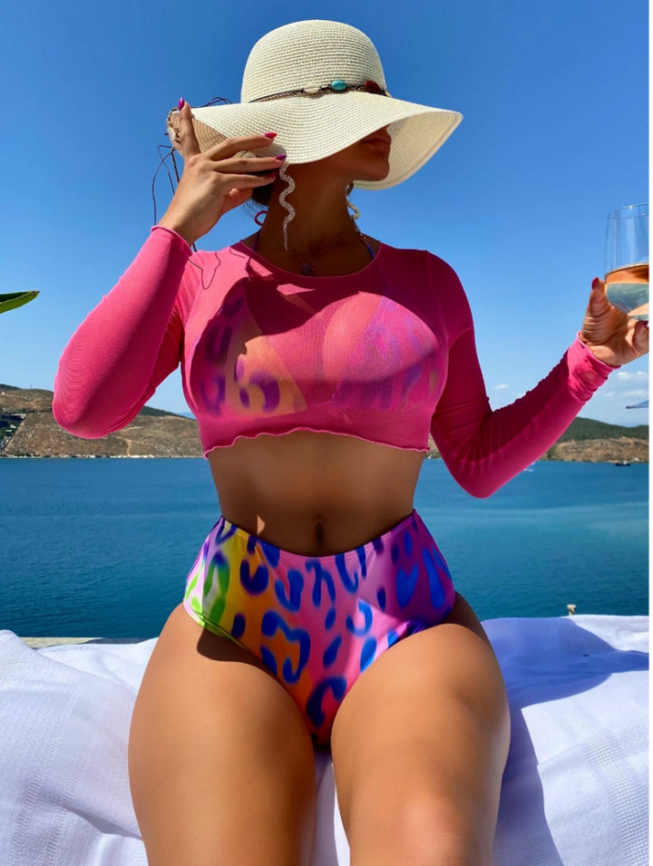 Damen High-Waist Bikini Set mit langärmligem Oberteil Echo Archiv