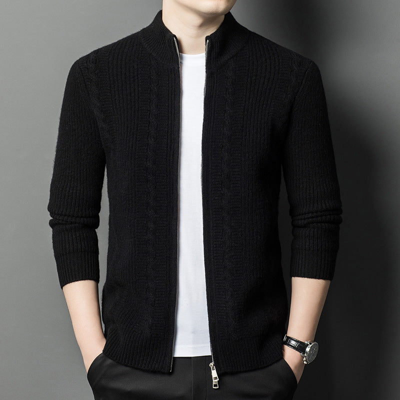 Herren elegante Strickjacke mit modernem Reißverschluss Echoarchiv
