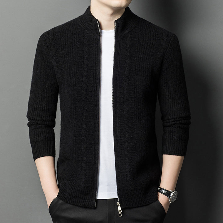 Herren elegante Strickjacke mit modernem Reißverschluss Echoarchiv
