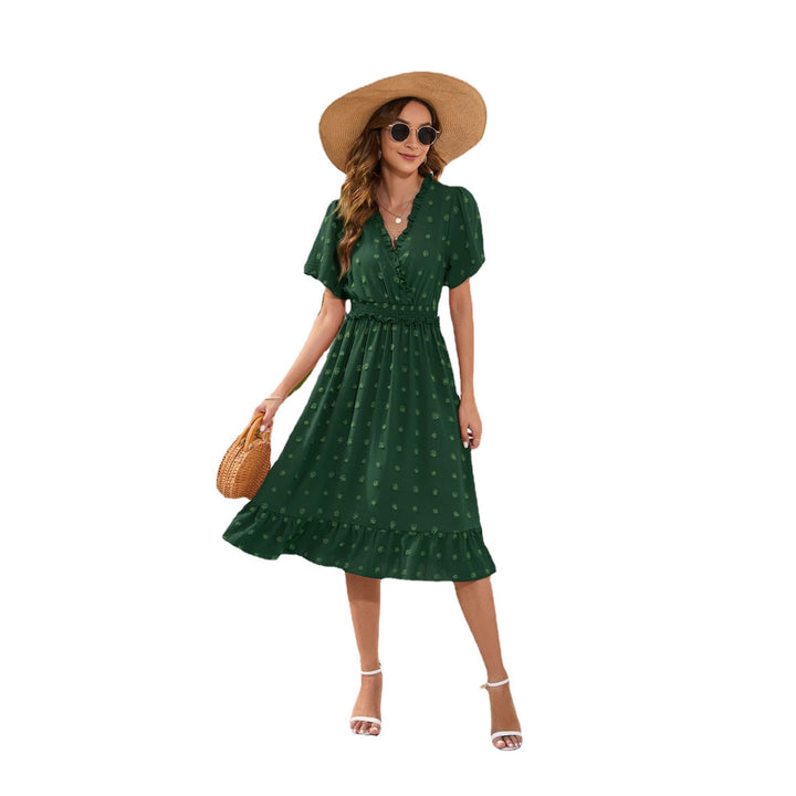 Damen Midikleid mit raffiniertem V-Ausschnitt, elastischem Taillenzug und fließendem Rock Echo Archiv
