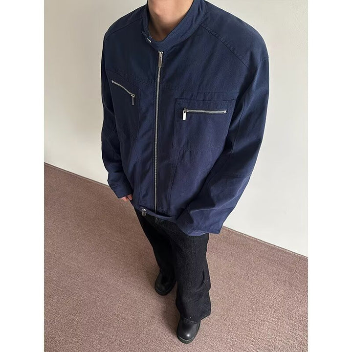 Herren Leichte Overshirt-Jacke mit Stehkragen und Reißverschlusstaschen Echo Archiv