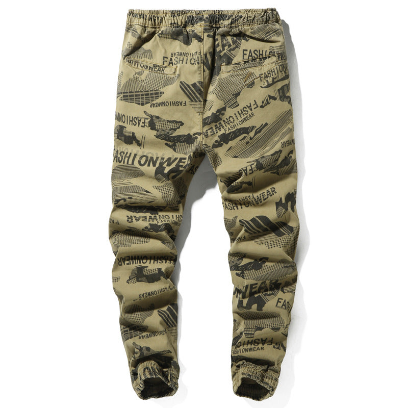 Herren Camouflage-Joggerhose mit Tunnelzug, elastischen Bündchen und Statement-Prints Echo Archiv