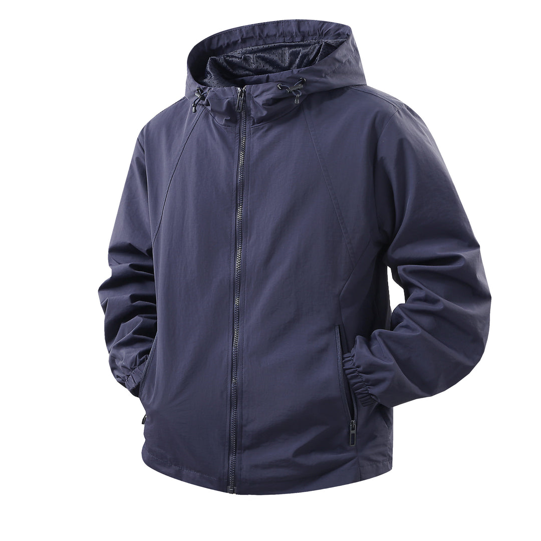 Herren Leichte atmungsaktive Kapuzen-Windjacke mit Mesh-Innenfutter und Reißverschlusstaschen Echo Archiv