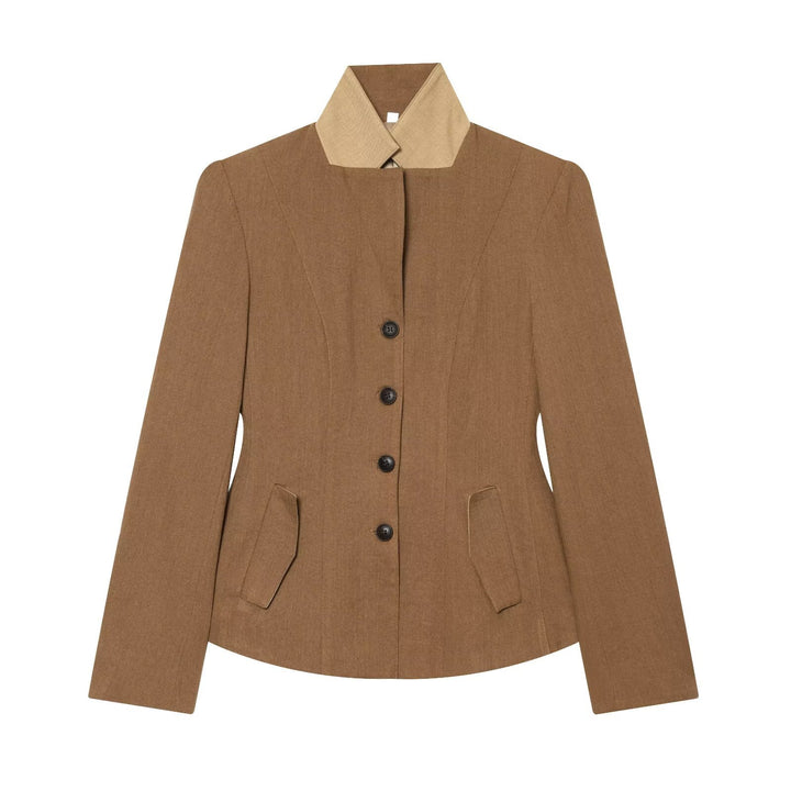 Damen Taillierter Blazer mit Stehkragen figurformenden Abnähern und Pattentaschen Echo Archiv