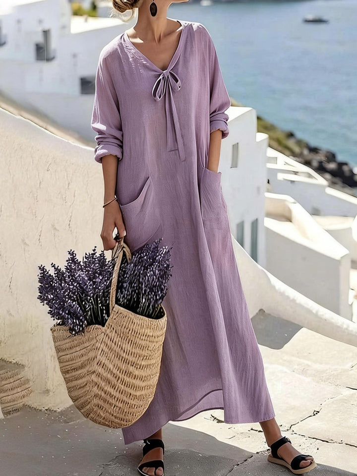 Damen Maxikleid mit seitlichen Taschen und Schleifendetails Echo Archiv