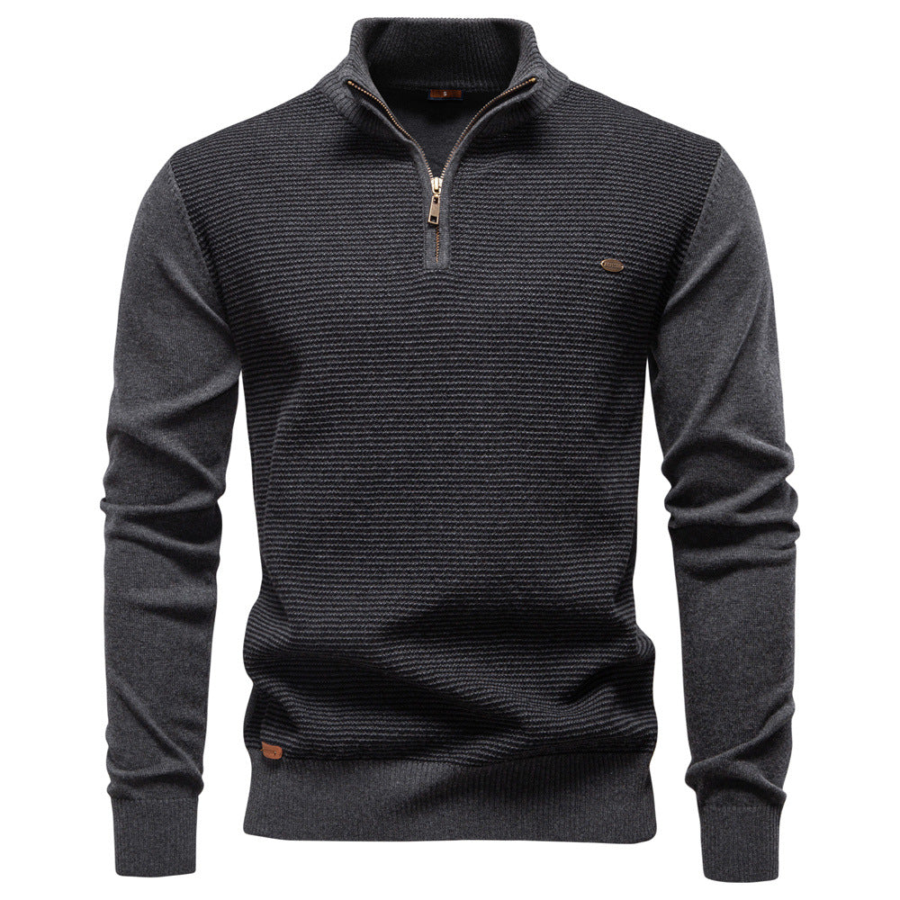 Herren Stehkragenpullover mit strukturiertem Muster Echoarchiv
