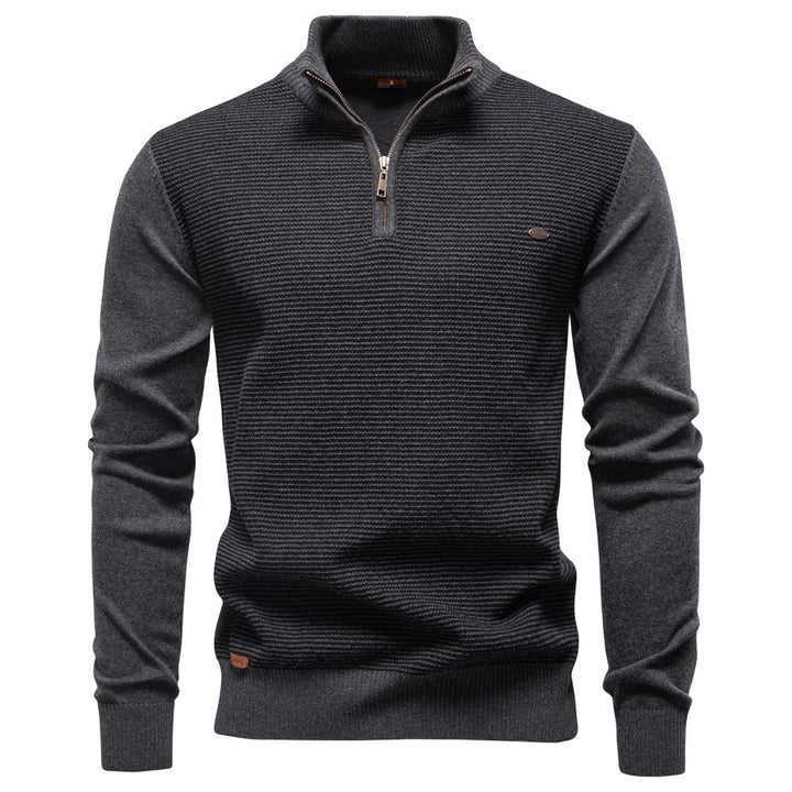 Herren Stehkragenpullover mit strukturiertem Muster Echoarchiv