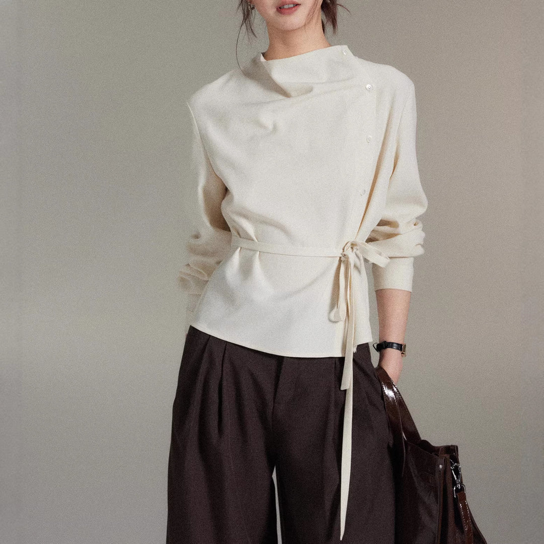 Damen Modische Bluse mit Wickel-Ausschnitt Echoarchiv