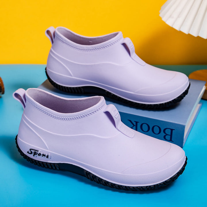 Damen Kurzschaftige wasserdichte Slip‑On Gummistiefelette mit Neoprenkragen und profiliertem Anti‑Rutsch‑Laufsohlen‑Design Echoarhiv