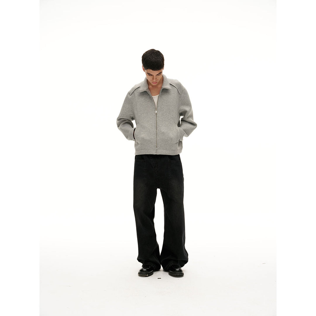 Damen Leichte Boxy‑Sweatjacke mit Hemdkragen, durchgehendem Reißverschluss und verdeckten Seitentaschen Echoarchiv
