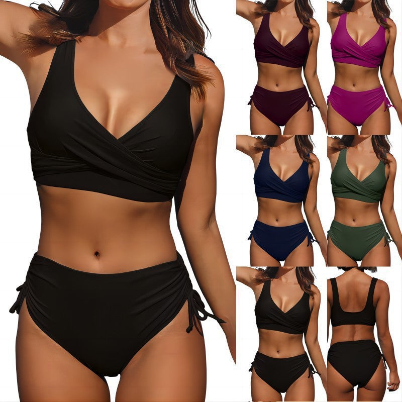 Damen Hoch taillierter Bikini mit Wickeloberteil Echo Archiv