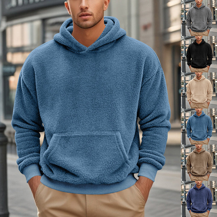 Herren nan kuscheliger Oversize-Fleece-Hoodie mit Kängurutasche und geripptem Saum Echo Archiv
