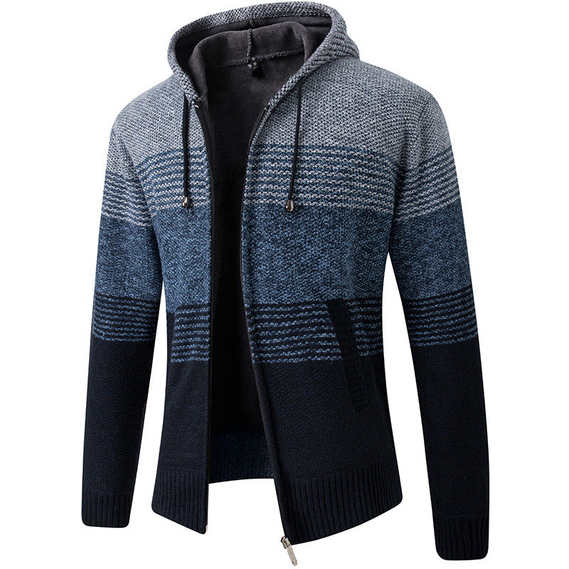 Herren Modische Strickjacke mit Kapuze und großzügigen Taschen Echoarchiv