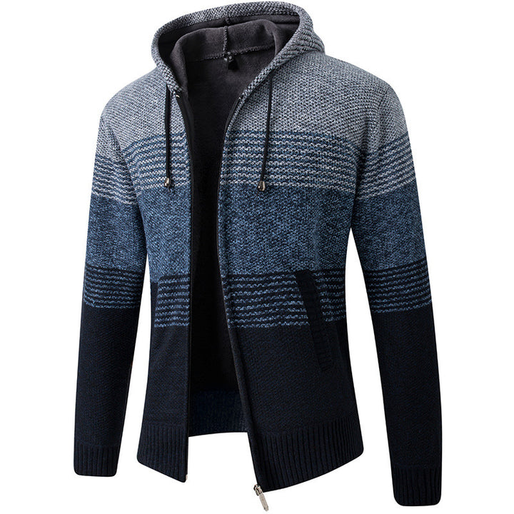 Herren Modische Strickjacke mit Kapuze und großzügigen Taschen Echoarchiv