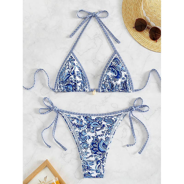 Damen Triangel-Bikini mit verspieltem Floral-Design und Bindebändern Echo Archiv