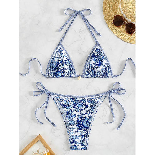 Damen Triangel-Bikini mit verspieltem Floral-Design und Bindebändern Echo Archiv