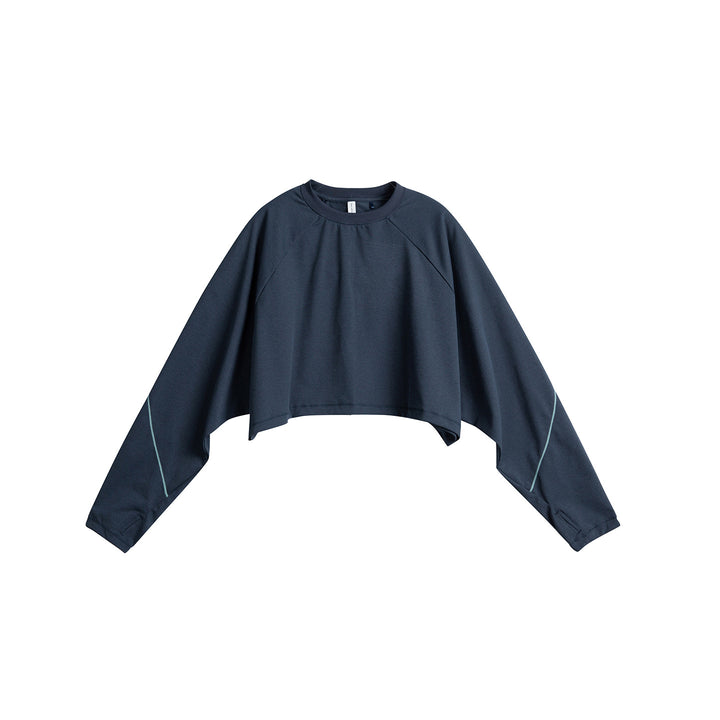 Damen Kurz geschnittenes Oversize Cropped-Sweatshirt mit Fledermausärmeln Echoarchiv