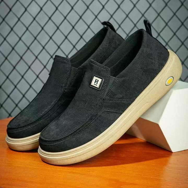 Herren Canvas-Slip-On Freizeit-Slipper mit ergonomischer Komfortplateau-Sohle Echoarhiv