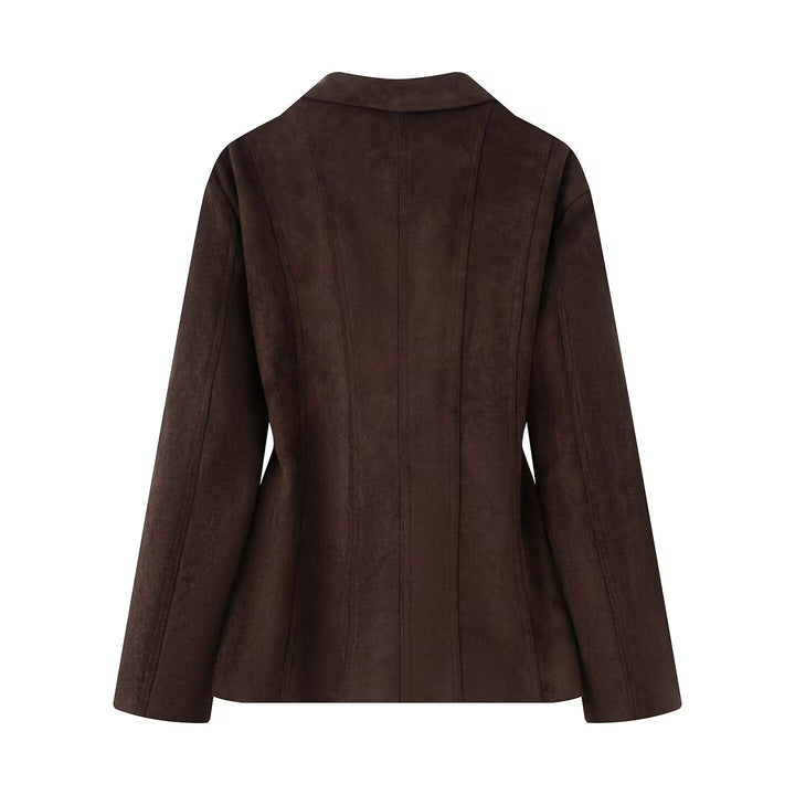 Damen Taillierter Blazer in Veloursoptik mit Doppelknopfverschluss und Wiener Nähten Echo Archiv
