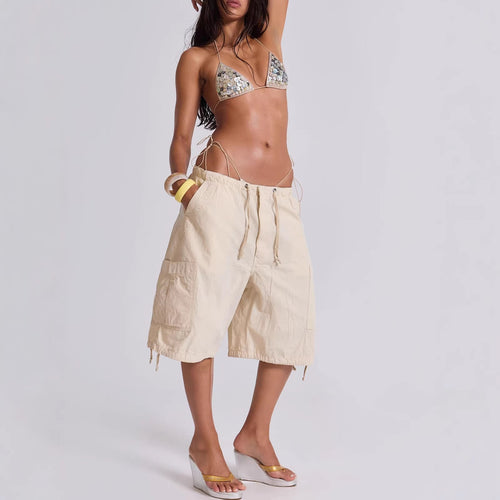 Damen lässige kurze Cargo-Shorts mit verstellbarem Bund und praktischen Taschen Echoarchiv