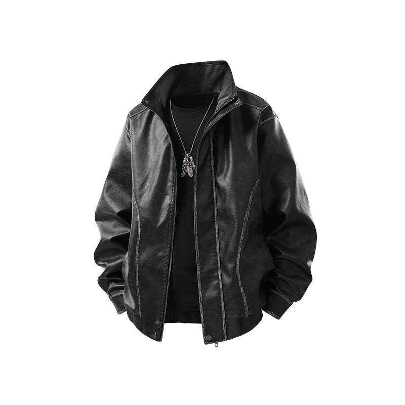 Herren Lederjacke im Vintage-Bomberstil mit Stehkragen Echo Archiv