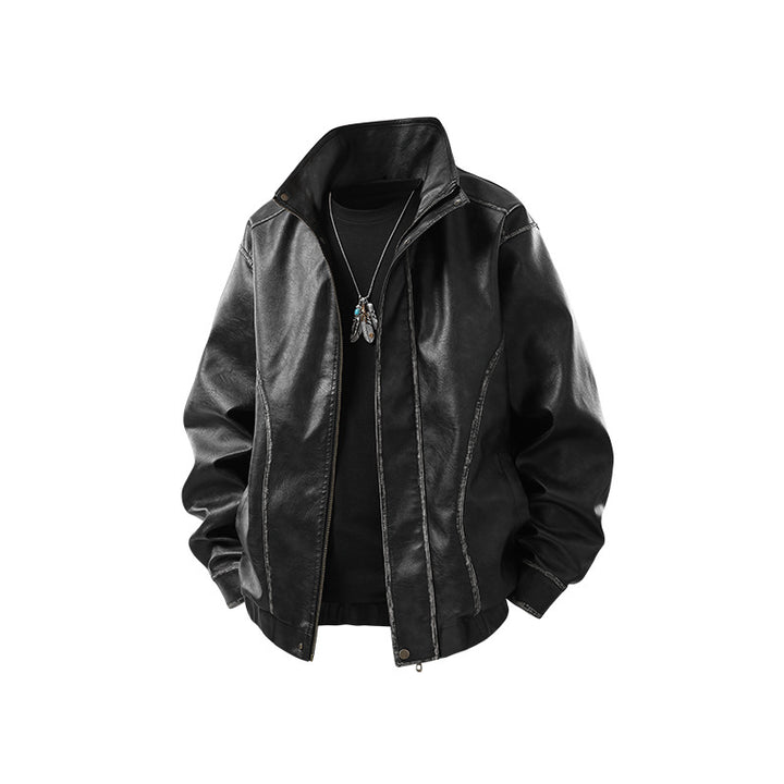 Herren Lederjacke im Vintage-Bomberstil mit Stehkragen Echo Archiv