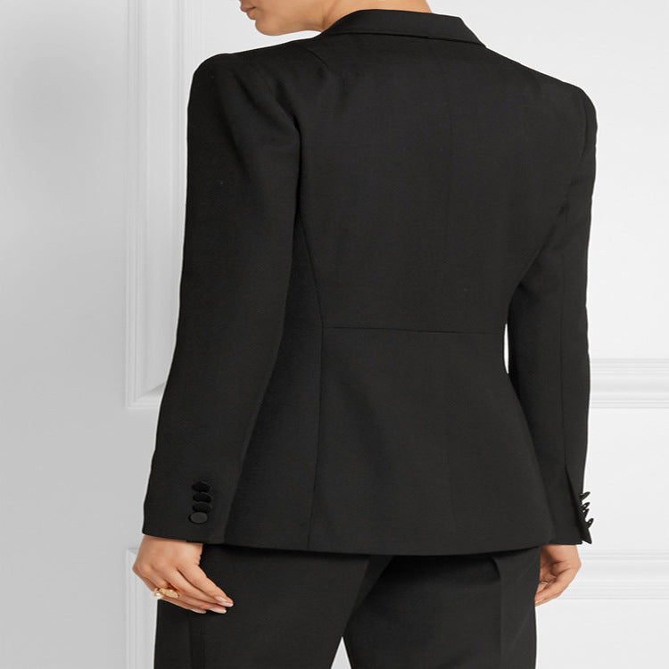 Damen Taillierter Ein-Knopf‑Blazer mit Satinbesatz und konturierter Nahtführung Echoarchiv