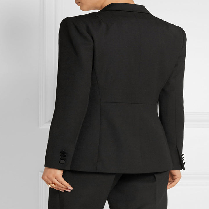 Damen Taillierter Ein-Knopf‑Blazer mit Satinbesatz und konturierter Nahtführung Echoarchiv
