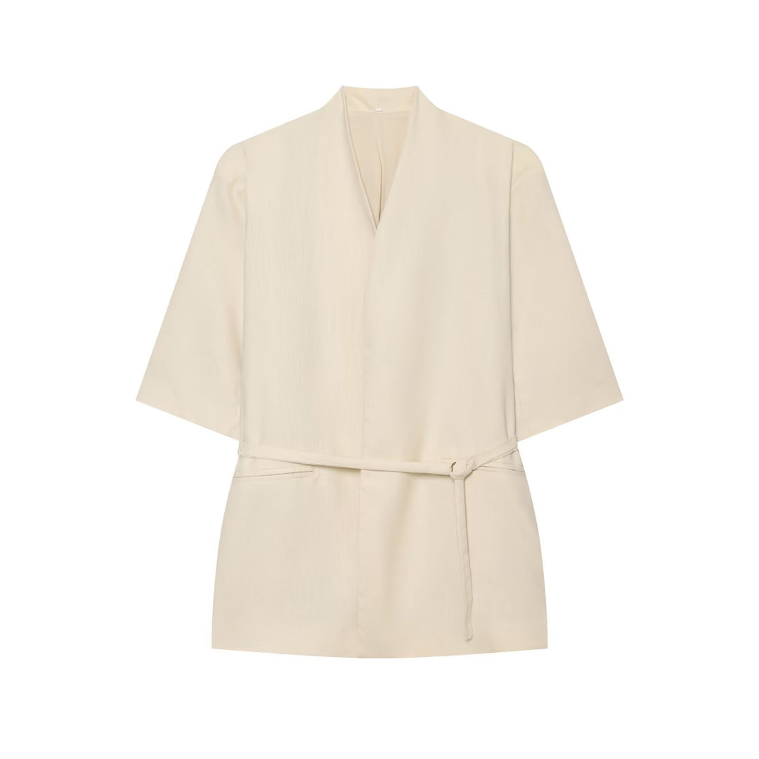 Damen Kimono-Minikleid mit Wickelgürtel und V-Ausschnitt Echo Archiv