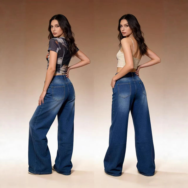 Damen Weit geschnittene High-Waist Jeans mit raffinierter Taillierung Echo Archiv