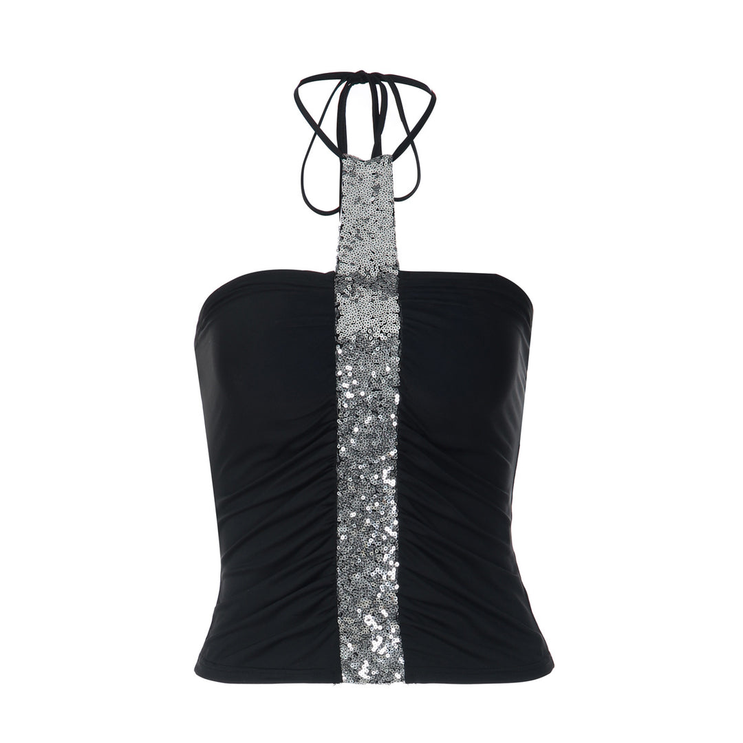 Damen Cropped Top mit Glitzerdetails und figurbetonter Passform Echo Archiv