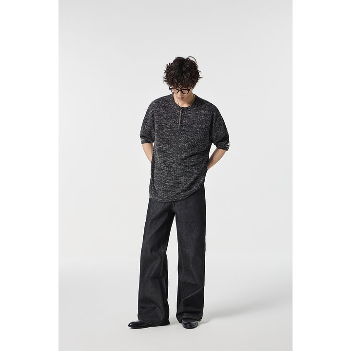 Unisex Thermo-Waffelstrick-Henleyshirt mit Knopfleiste und Rippstruktur Echoarchiv